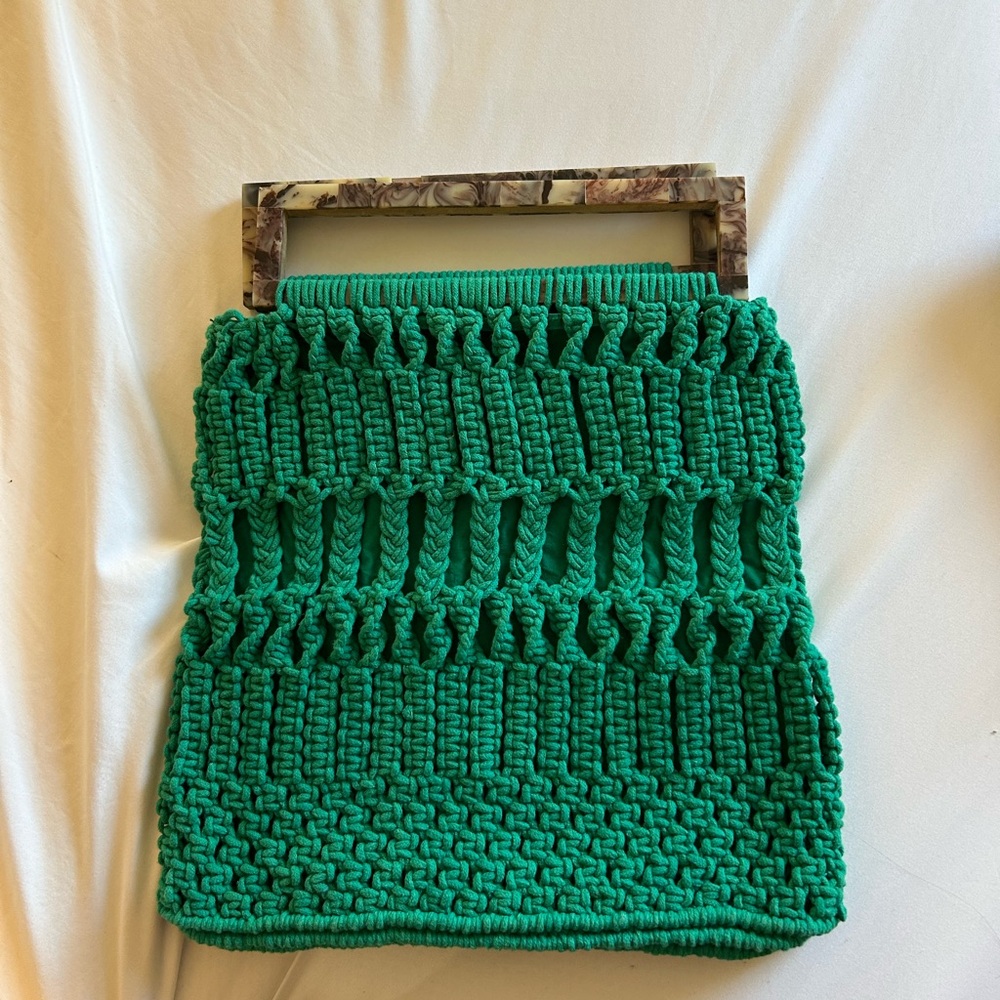 NWT Cleobella Finbar Green Crochet Tote Bag